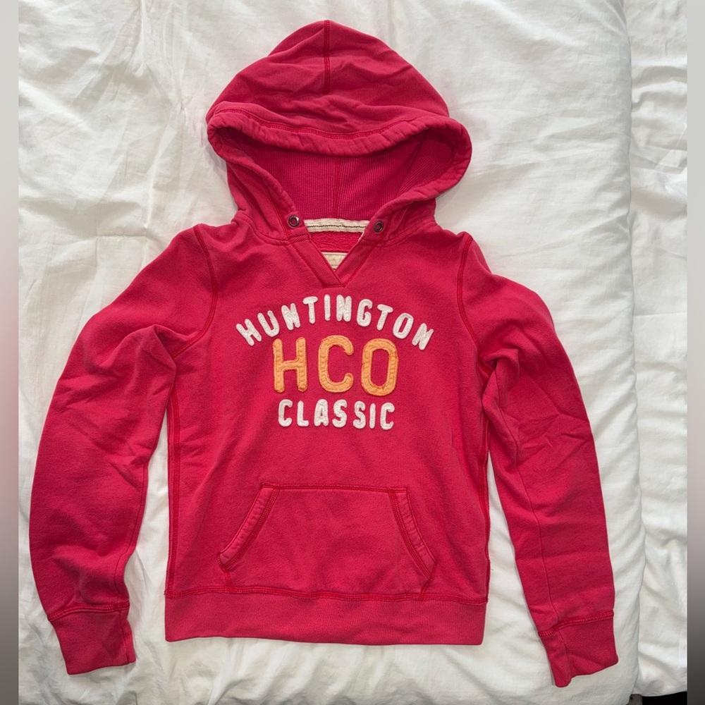 Y2K Vintage Hollister Pink Hoodie with Embroidered Logo